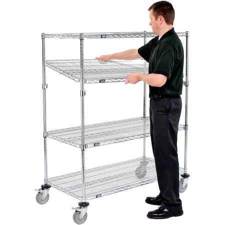 Nexel E-Z Adjust Wire Shelf Truck w/Brakes, 1200 lb. Capacity, 48inL x 24inW x 60inH 580555AB